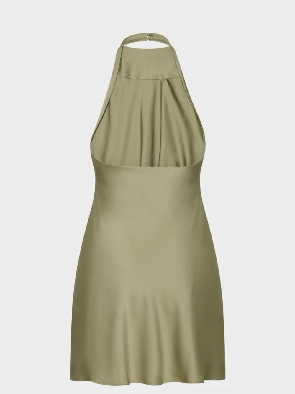 Aritzia Olive Halter Satin Mini Dress